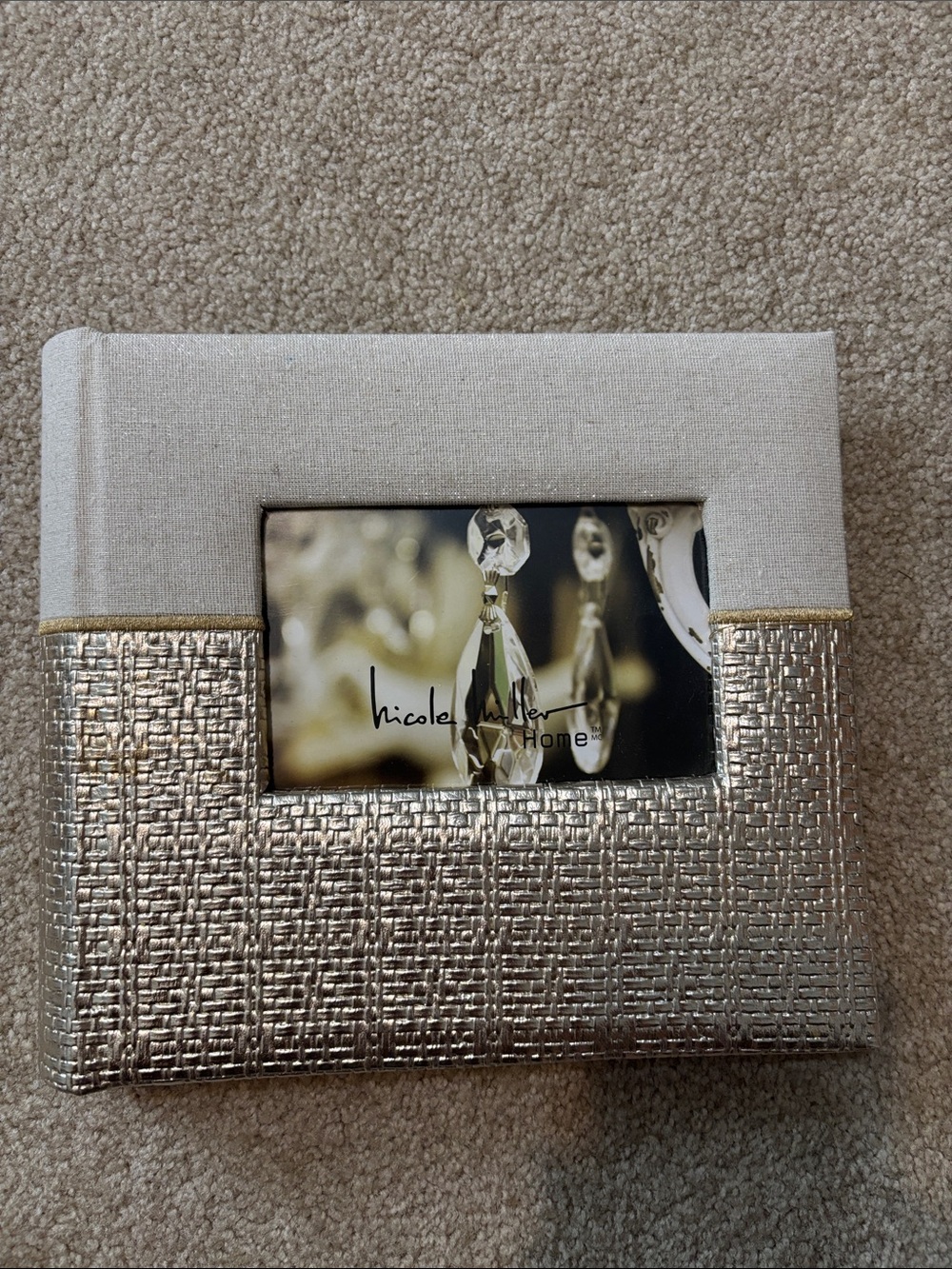 Nicole Miller Metallic Gold and Cream Textured Photo album